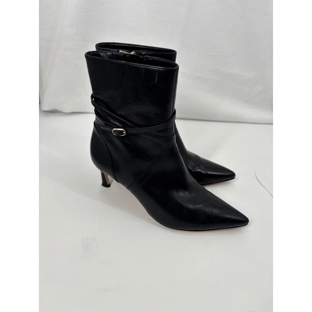 27 Edit Naturalizer Florette Booties Womens 8M Black Leather Kitten Heel Pointed